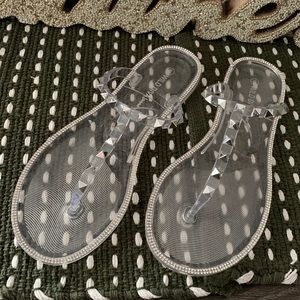 Wild Diva clear jelly sandal rhinestones and studs